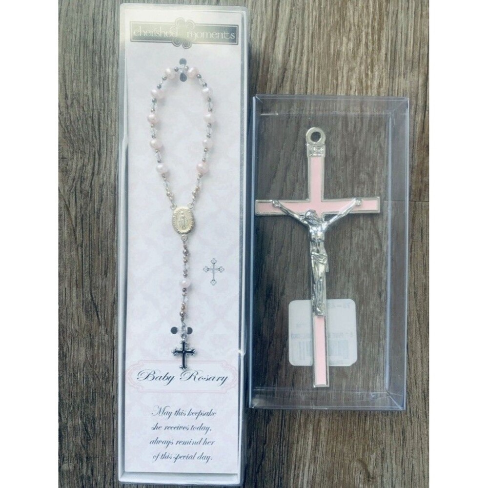Cherished Moments Baby Rosary & Children’s Wall Crucifix Baptism Cross Faith